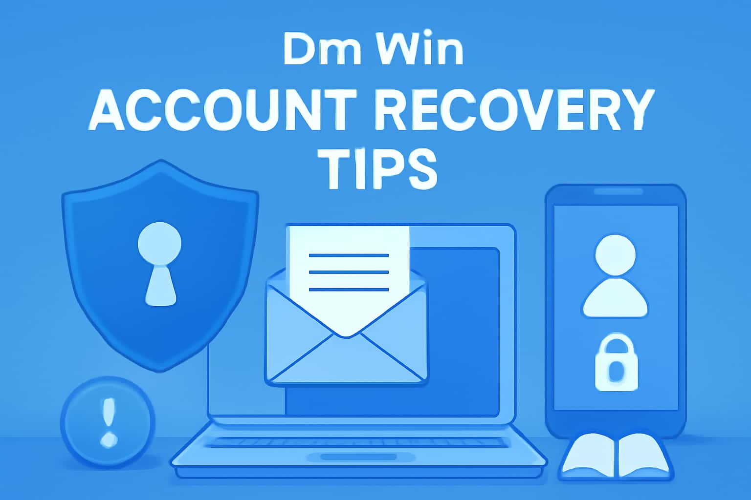 Informational scene illustrating Dm Win Account Recovery Tips with secure access elements.