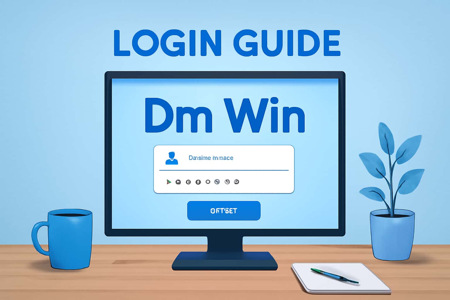 Informational scene illustrating the Dm Win Login Guide with secure access focus.