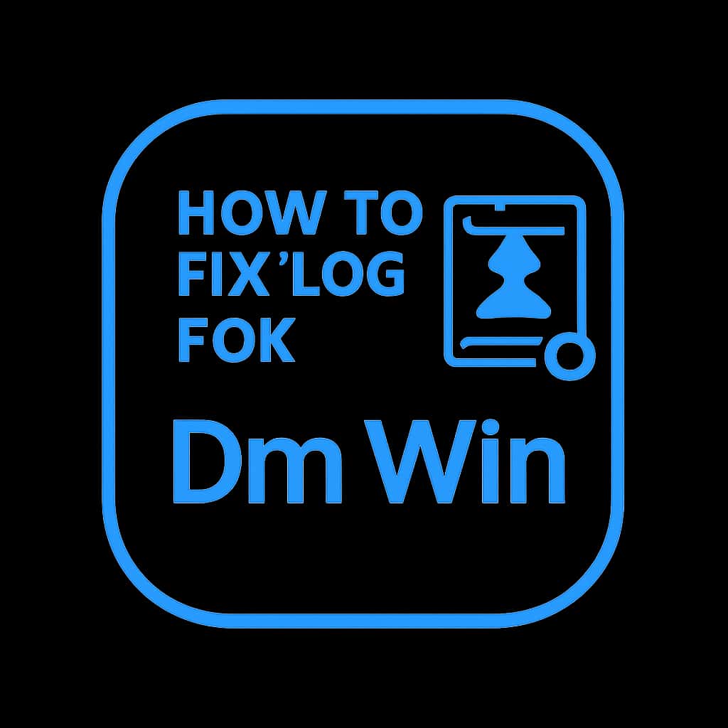 A professional badge representing login assistance for Dm Win.