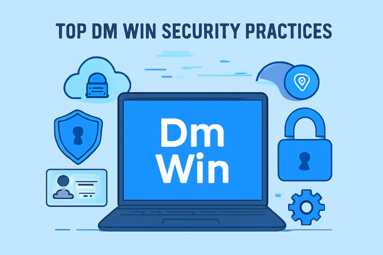 A visual representation of Dm Win security practices with blue accents.