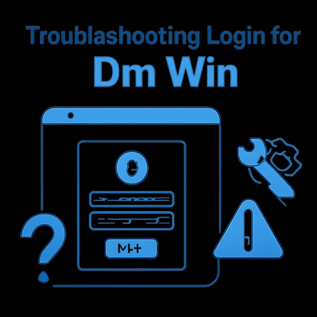 An educational illustration on troubleshooting login issues for Dm Win.