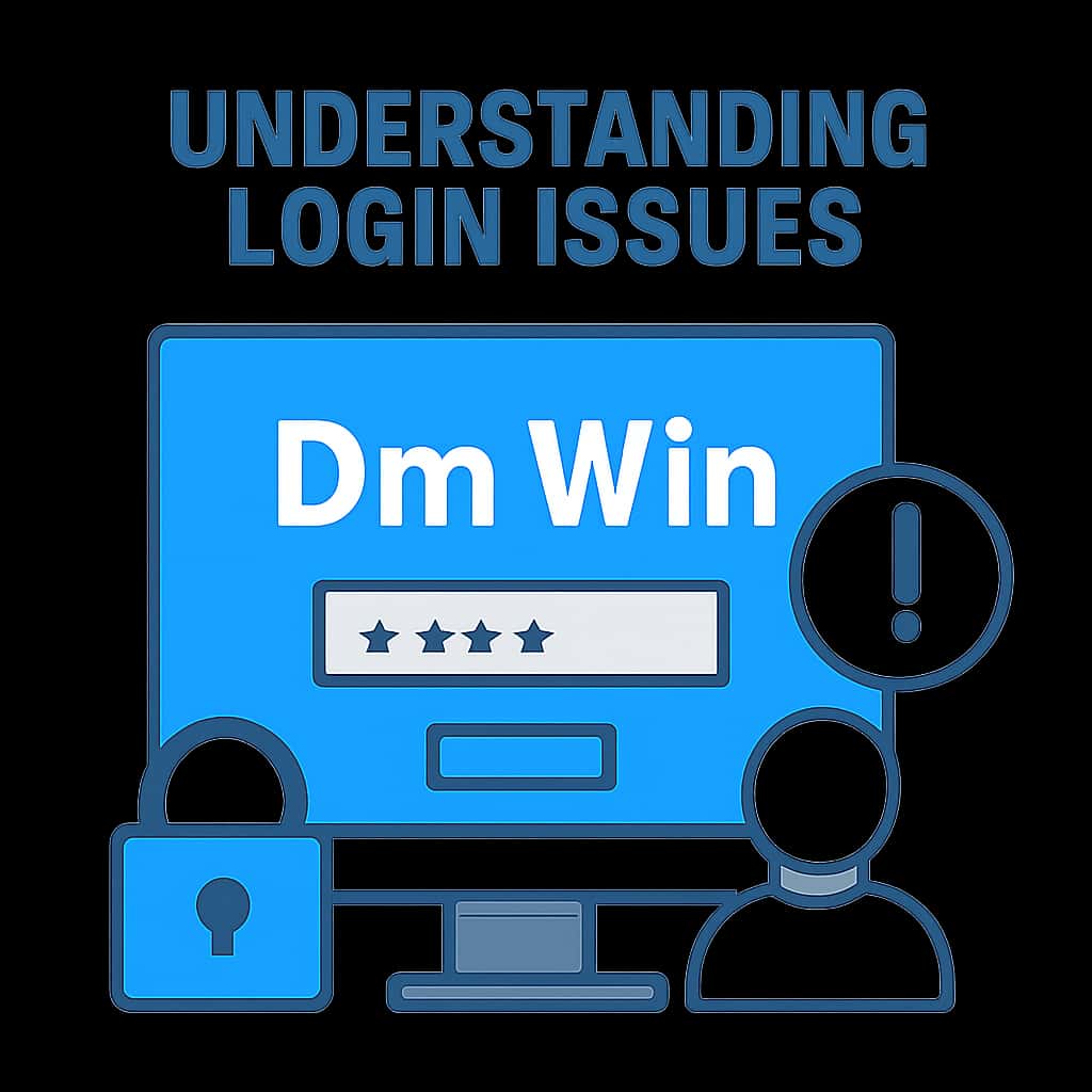 An educational diagram illustrating Dm Win login troubleshooting steps.